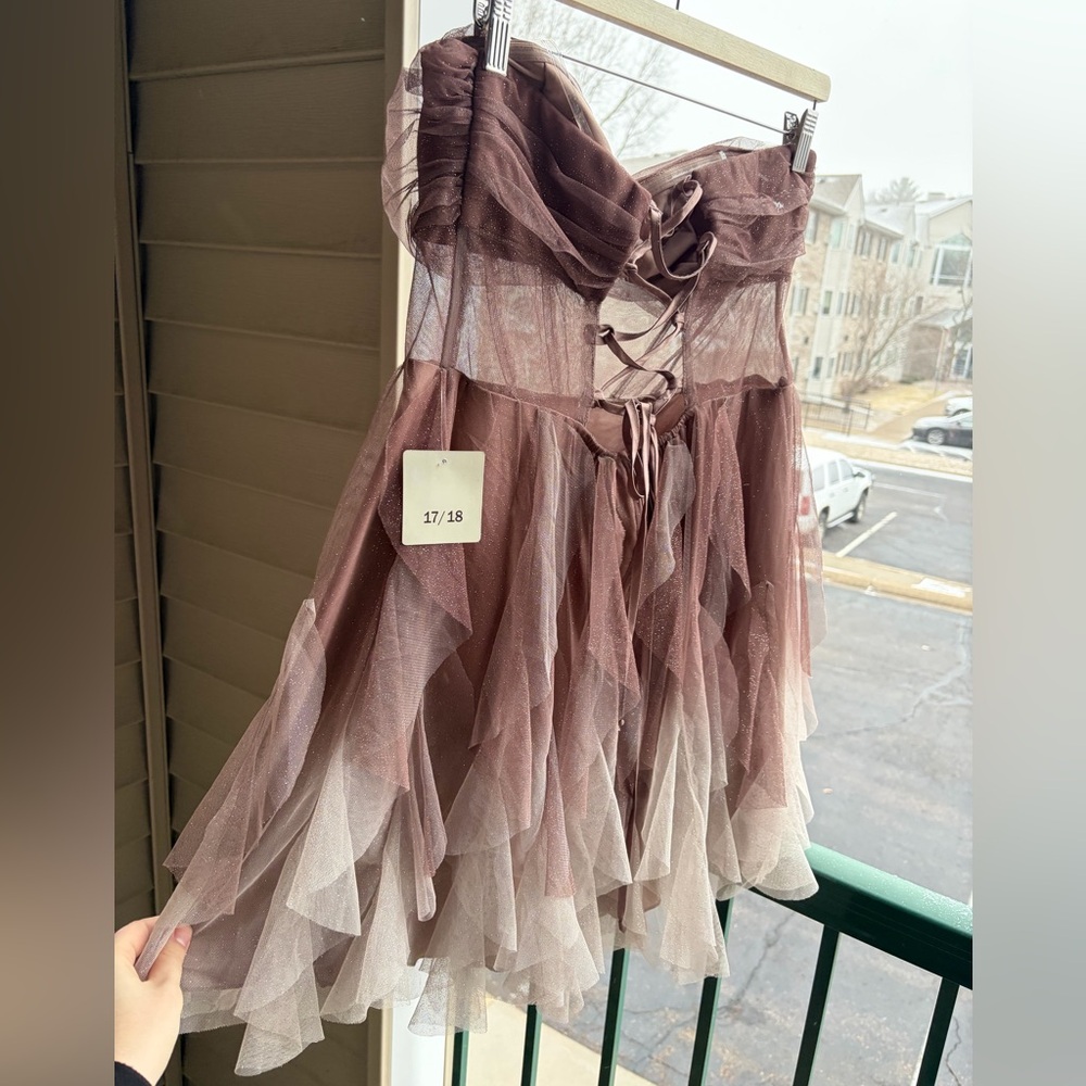 🆕✨Pear Culture 17/18 13/14 Juniors' Sweetheart-Neck Ombre Mesh Fit&Flare Bustier - Picture 7 of 16